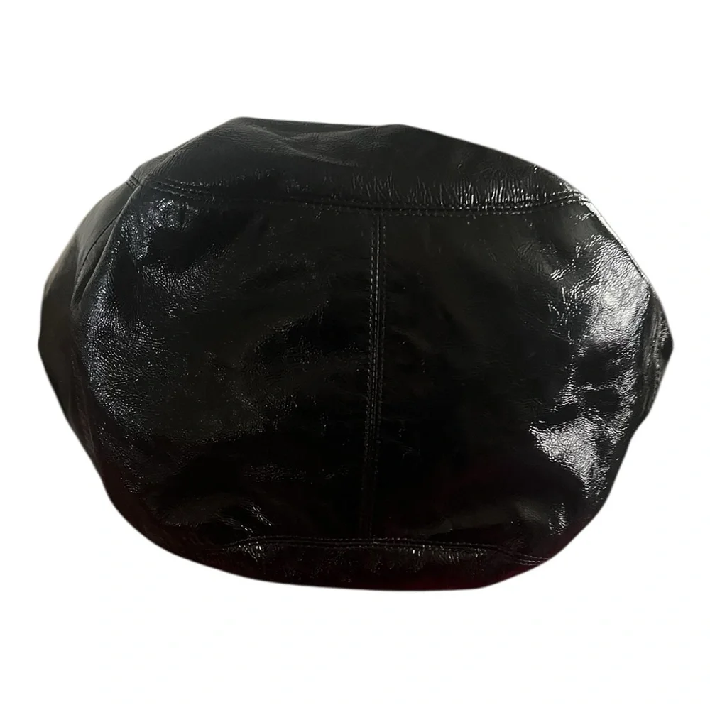 Coach Poppy Black textured patent leather Tote  Bucket Handbag.